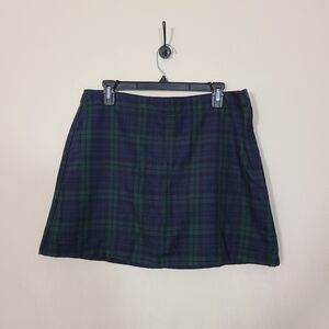 Lands' End Plaid Mini Skirt - Green and Blue